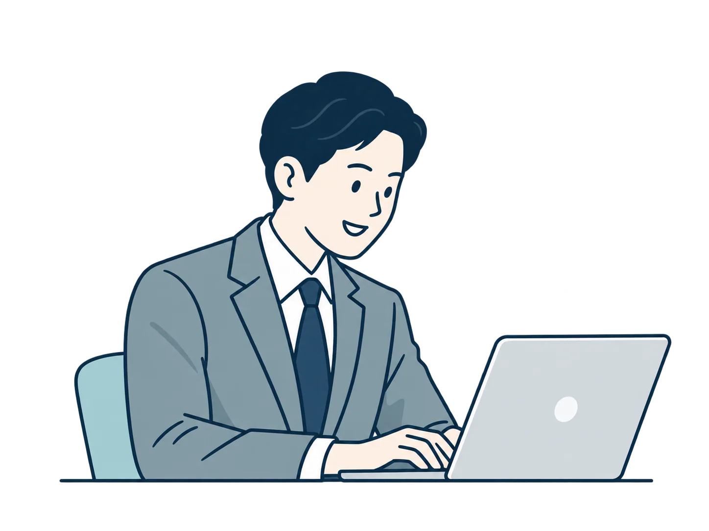 パソコンで接点づくりの業務を進める担当者