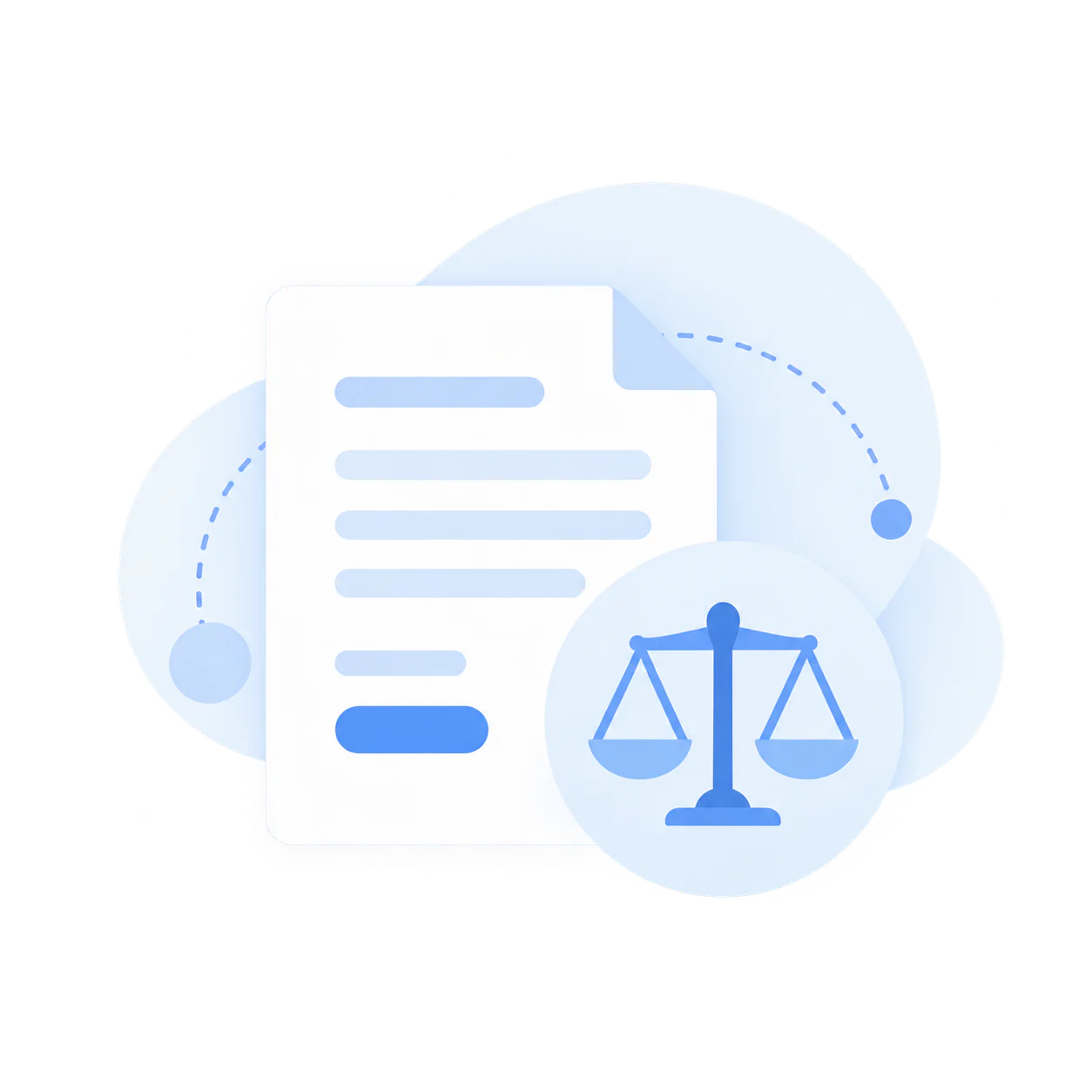 専門サービスを表す書類と天秤のイラスト